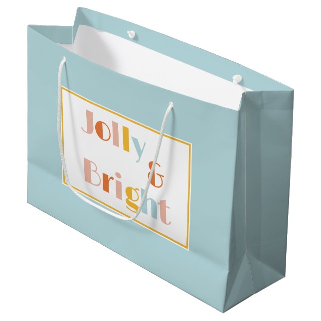 Jolly and Bright Solid Light Blue Christmas Large Gift Bag (Front Angled)