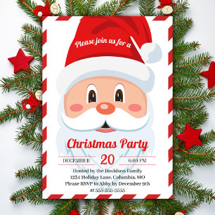 Jolly And Cute Santa Christmas Party Holiday Invitation