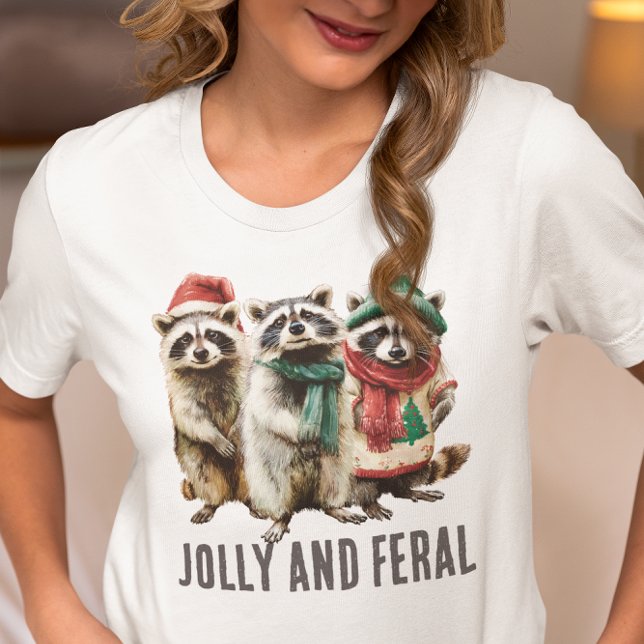 Jolly and Feral Raccoon Christmas T-Shirt (Creator Uploaded)