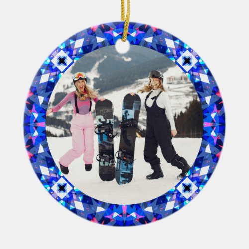Jolly and Festive Christmas Photo Picture Frame Ceramic Ornament