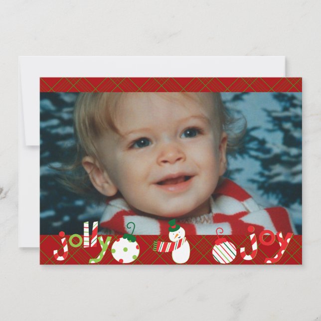 Jolly and Joy Customized Holiday Photo Card (Front)