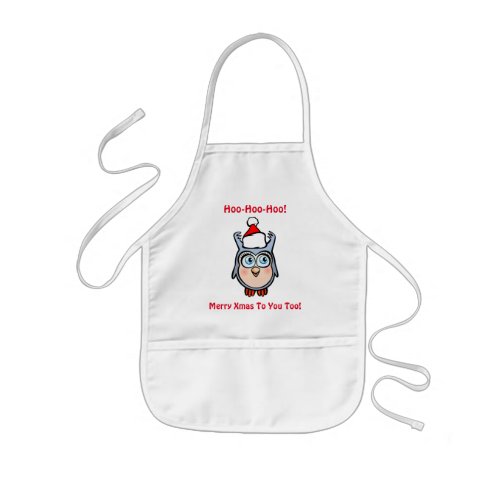 Jolly Baby Owl With Christmas Hat Kids Apron