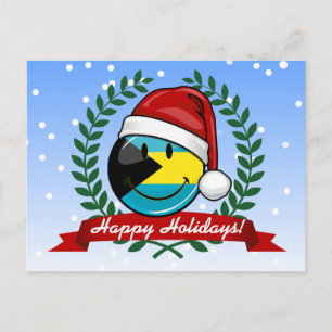 Jolly Bahamas Flag Christmas Style Holiday Postcard
