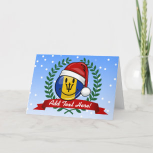 Jolly Barbados Flag Christmas Style Holiday Card