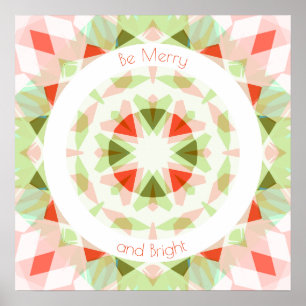 Jolly Be Merry and Bright Red Green Christmas Star Poster