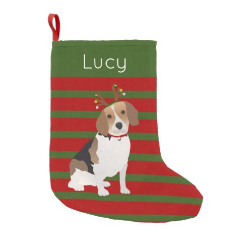 Jolly Beagle Personalized Small Christmas Stocking