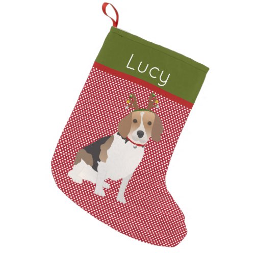 Jolly Beagle Personalized Small Christmas Stocking