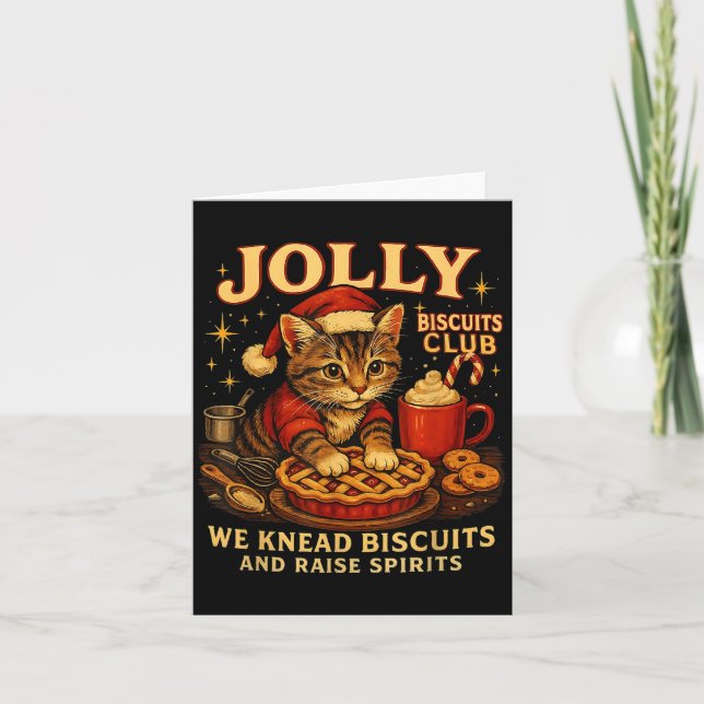 Jolly Biscuits Club We Knead Cat Xmas  Card (Front)