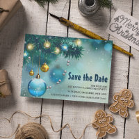 Jolly Blue & Gold Christmas Save the Date