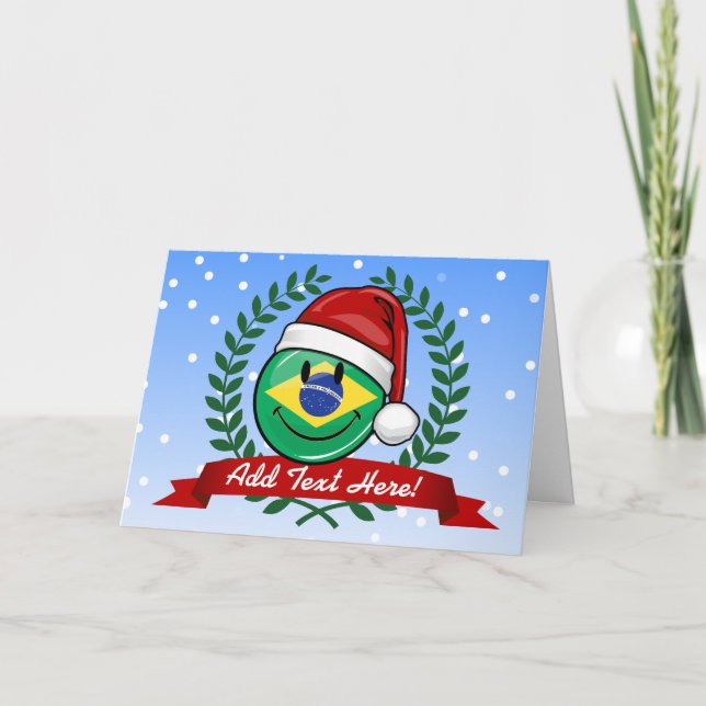 Jolly Brazilian Flag Christmas Style Holiday Card (Front)