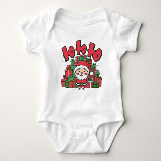 Jolly Cartoon Santa Christmas-67748 Hoodie Baby Bodysuit (Front)
