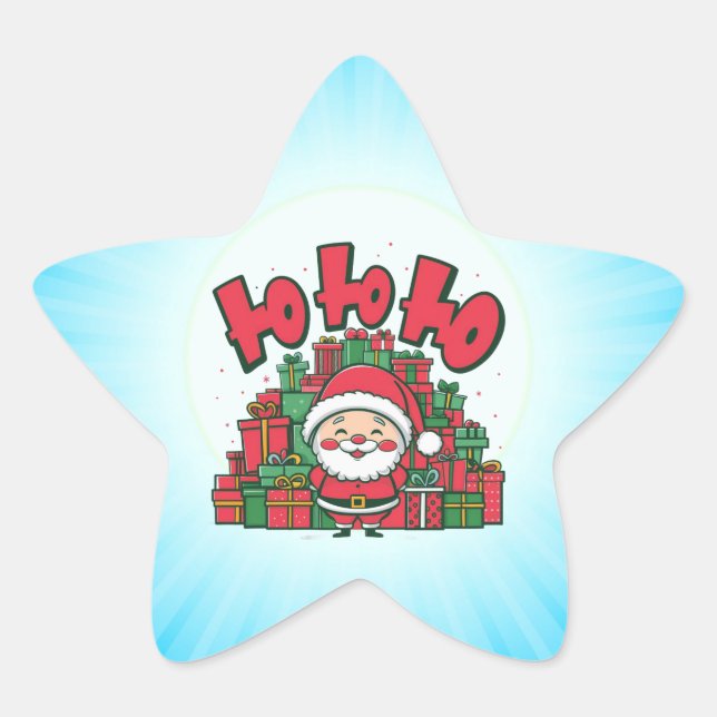 Jolly Cartoon Santa Christmas-67748 Star Sticker (Front)