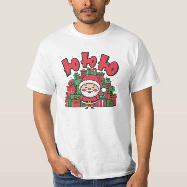 Jolly Cartoon Santa Christmas-67748 T-Shirt (Front)