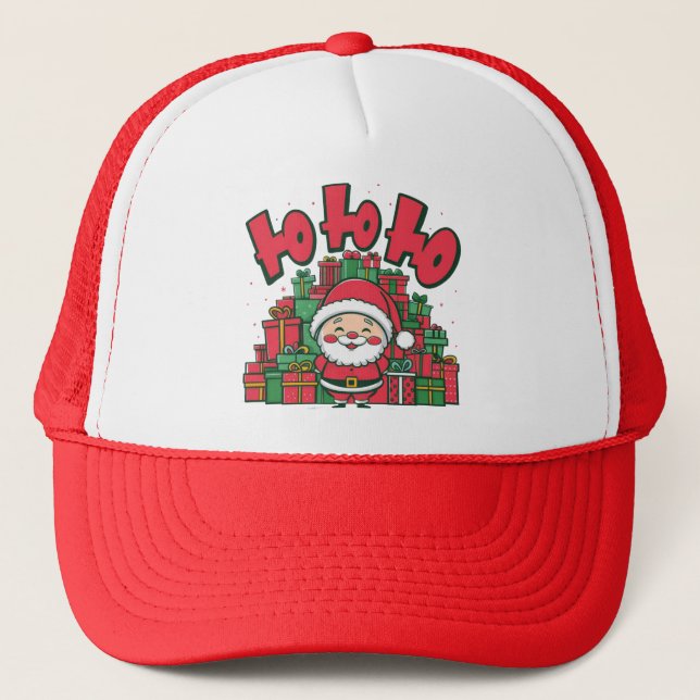 Jolly Cartoon Santa Christmas-67748 Trucker Hat (Front)
