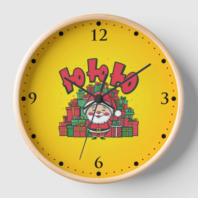 Jolly Cartoon Santa Christmas Clock (Front)