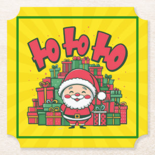 Jolly Cartoon Santa Christmas Paper Coaster