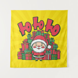 Jolly Cartoon Santa Christmas Tapestry