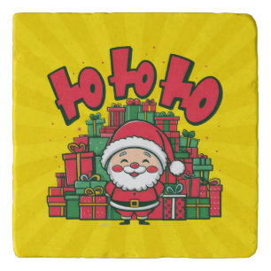 Jolly Cartoon Santa Christmas Trivet