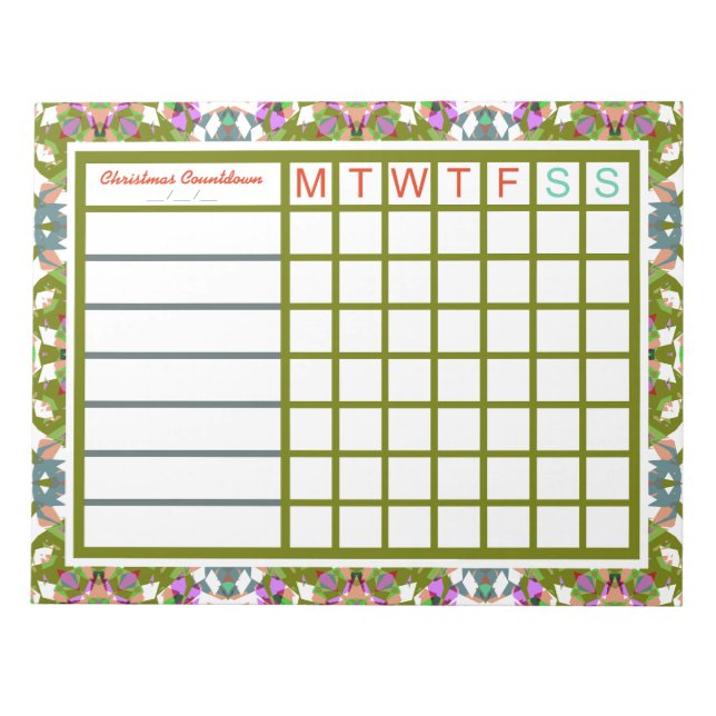 Jolly Cheerful Christmas Weekly Reminder Planner Notepad (Front)