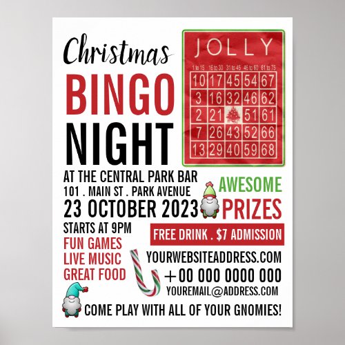 Jolly Christmas Bingo Night Advertising Poster