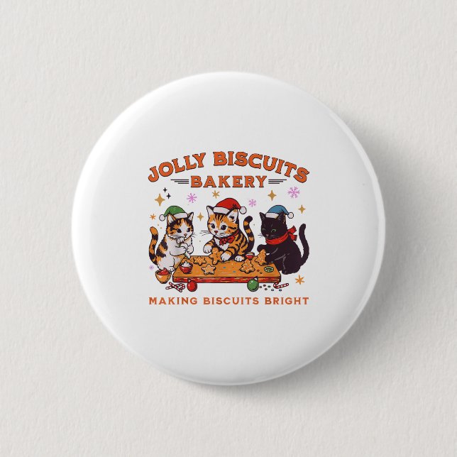 Jolly Christmas Biscuits Bakery Baking Crew Xmas C Button (Front)