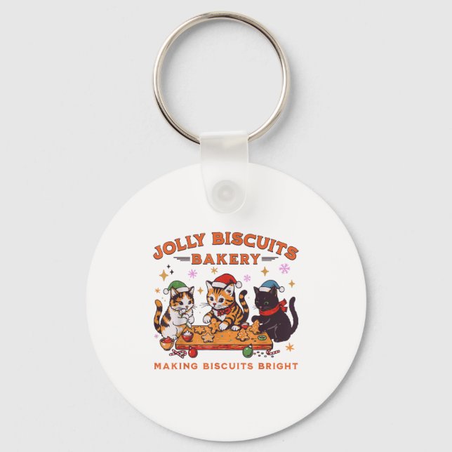 Jolly Christmas Biscuits Bakery Baking Crew Xmas C Keychain (Front)