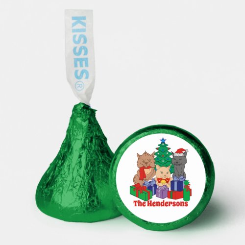 Jolly Christmas Cats Tree Presents Personalized Hersheys Kisses