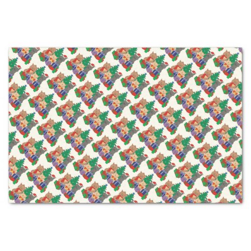 Jolly Christmas Cats Tree Presents Tissue Paper