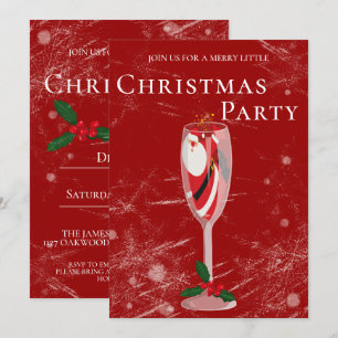 Jolly Christmas Cheers with Santa champagne Invitation