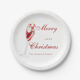 Jolly Christmas Cheers with Santa Champagne winter Paper Plates