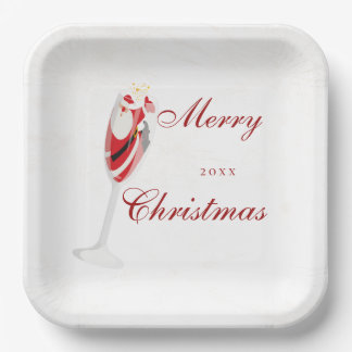 Jolly Christmas Cheers with Santa Champagne winter Paper Plates