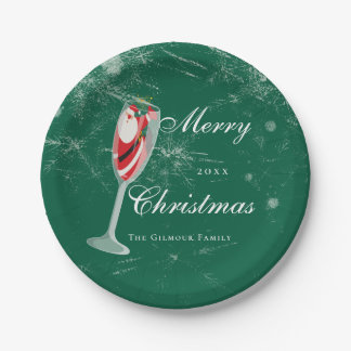 Jolly Christmas Cheers with Santa Champagne winter Paper Plates
