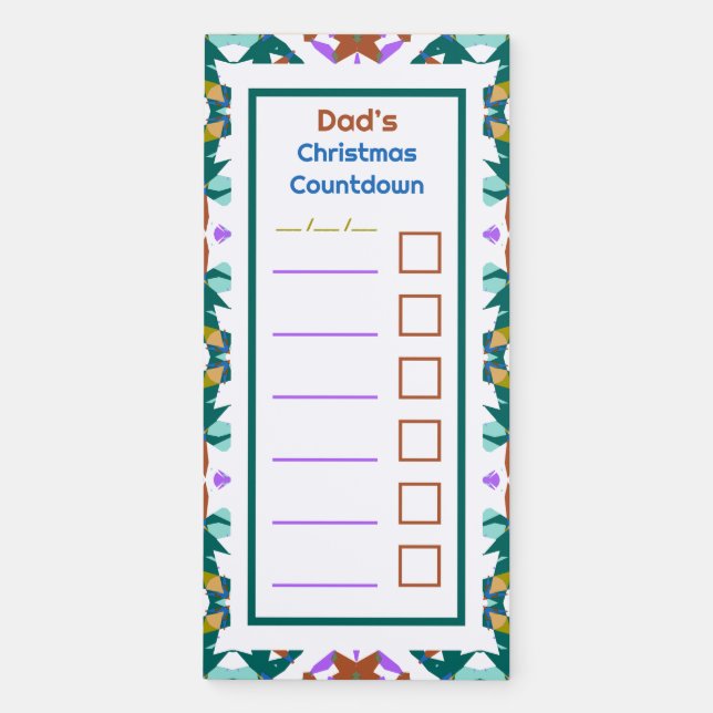 Jolly Christmas Countdown Green Checklist Planner Magnetic Notepad (Front)