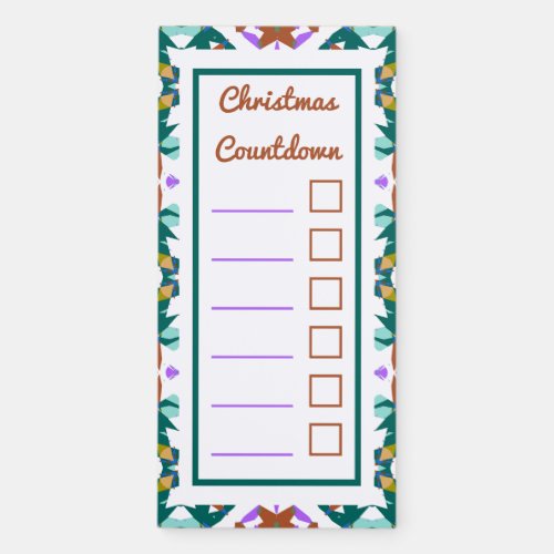 Jolly Christmas Countdown Green Checklist Planner Magnetic Notepad