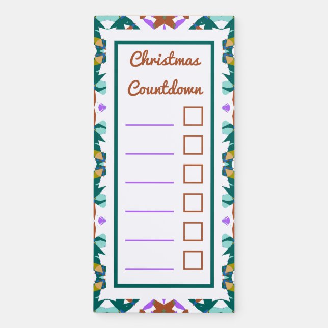 Jolly Christmas Countdown Green Checklist Planner Magnetic Notepad (Front)