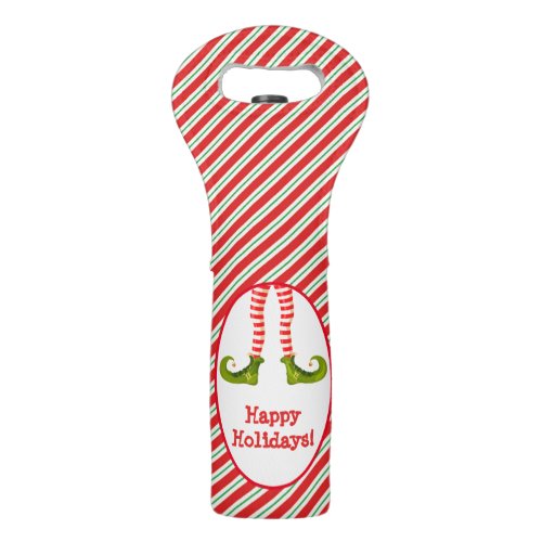 Jolly Christmas Elf Happy Holidays Wine Bag