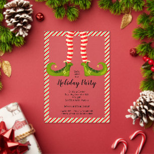 Jolly Christmas Elf Legs Holiday Acrylic Invitations