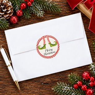 Jolly Christmas Elf Legs Stripes Envelope Seals