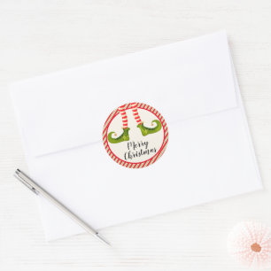 Jolly Christmas Elf Legs Stripes Envelope Seals