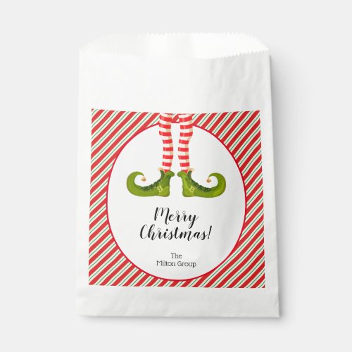 Jolly Christmas Elf Legs Stripes Holiday Favor Bag