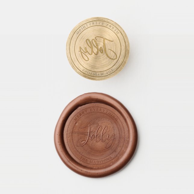 Jolly Christmas Family Name Wax Seal Stamp (Stamped)