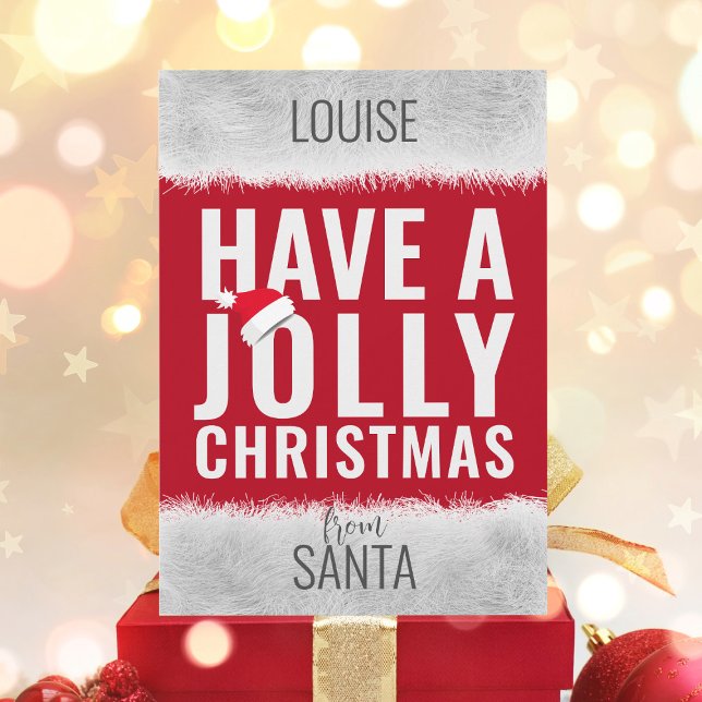 Jolly Christmas From Santa Non Photo Holiday Card (Jolly Christmas Card to send to your jolly best friend)