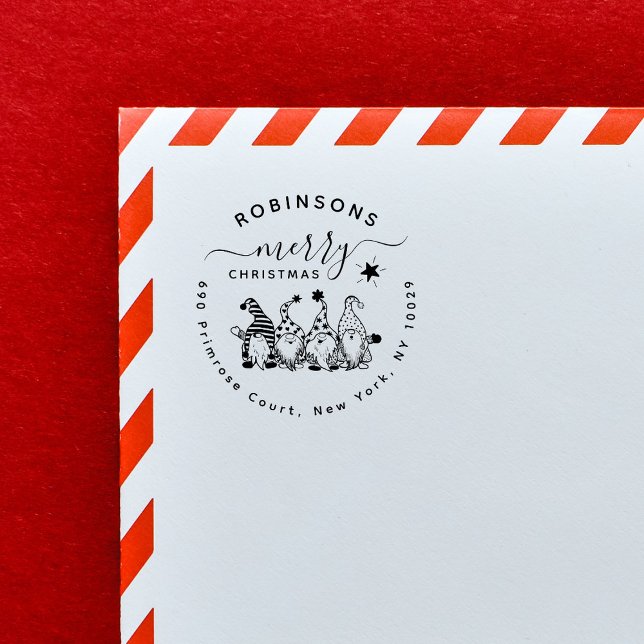 Jolly Christmas Gnomes Family Return Address Self-inking Stamp (Creator Uploaded)