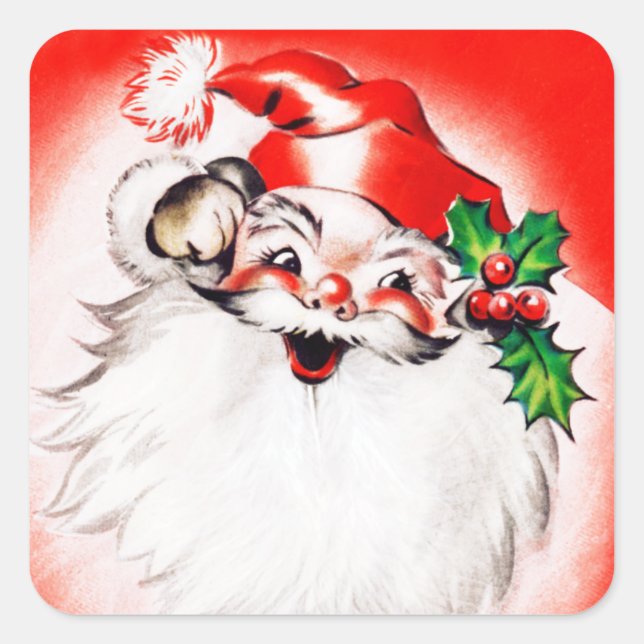 Jolly Christmas Greetings Square Sticker (Front)