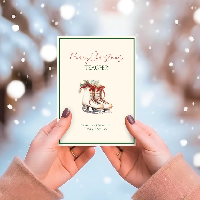 Jolly Christmas Magic Teacher Thank You Card (Classic red & green teacher Christmas thank-you card — warm, festive, classroom favorite)