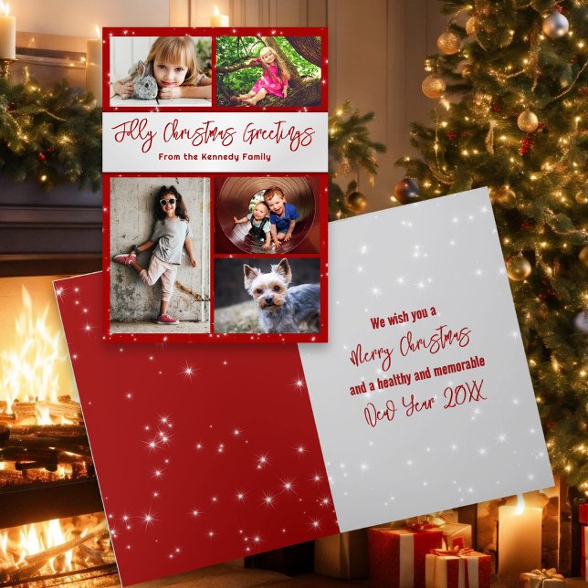 Jolly Christmas Multi-Photo Family Greeting Card (Creator Uploaded)
