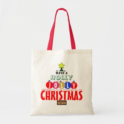 Jolly Christmas Ornaments Reversible Tote Bag