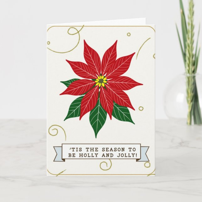 Jolly Christmas Poinsettia Card (Front)
