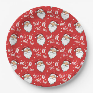 Jolly Christmas Santa Claus Paper Plates