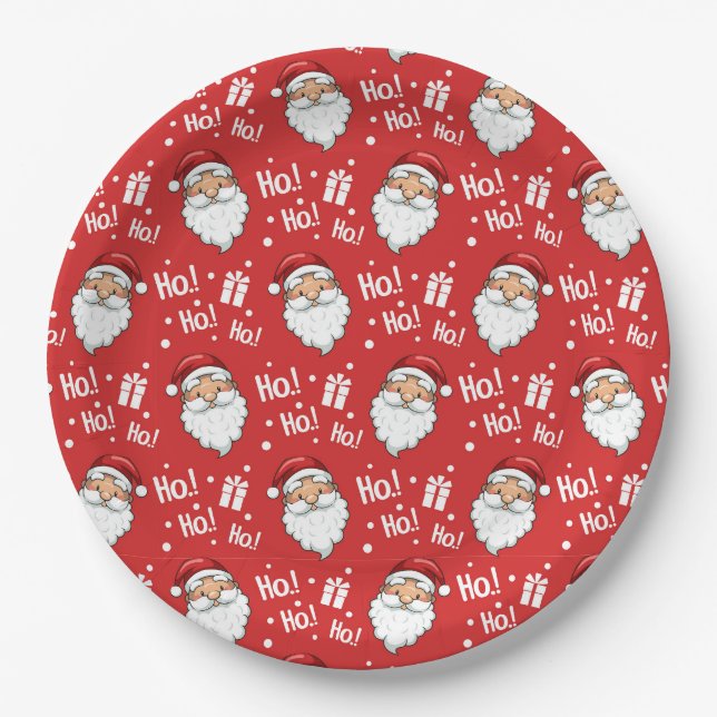 Jolly Christmas Santa Claus Paper Plates (Front)